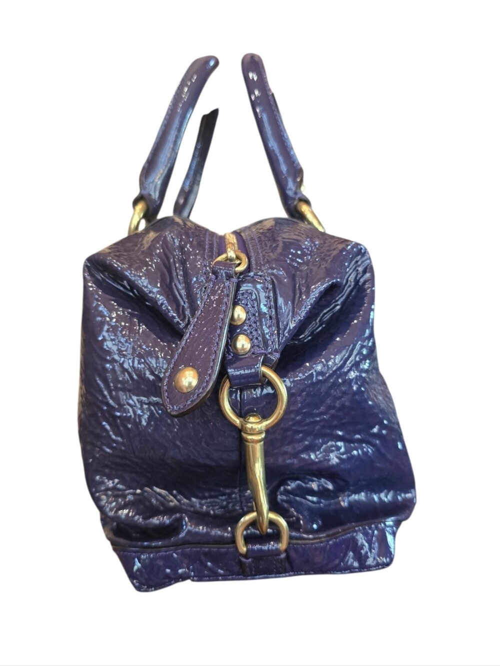 Coach Madison Sabrina Deep Plum Purple Crinkled Patent Leather Satchel - Picture 9 of 16